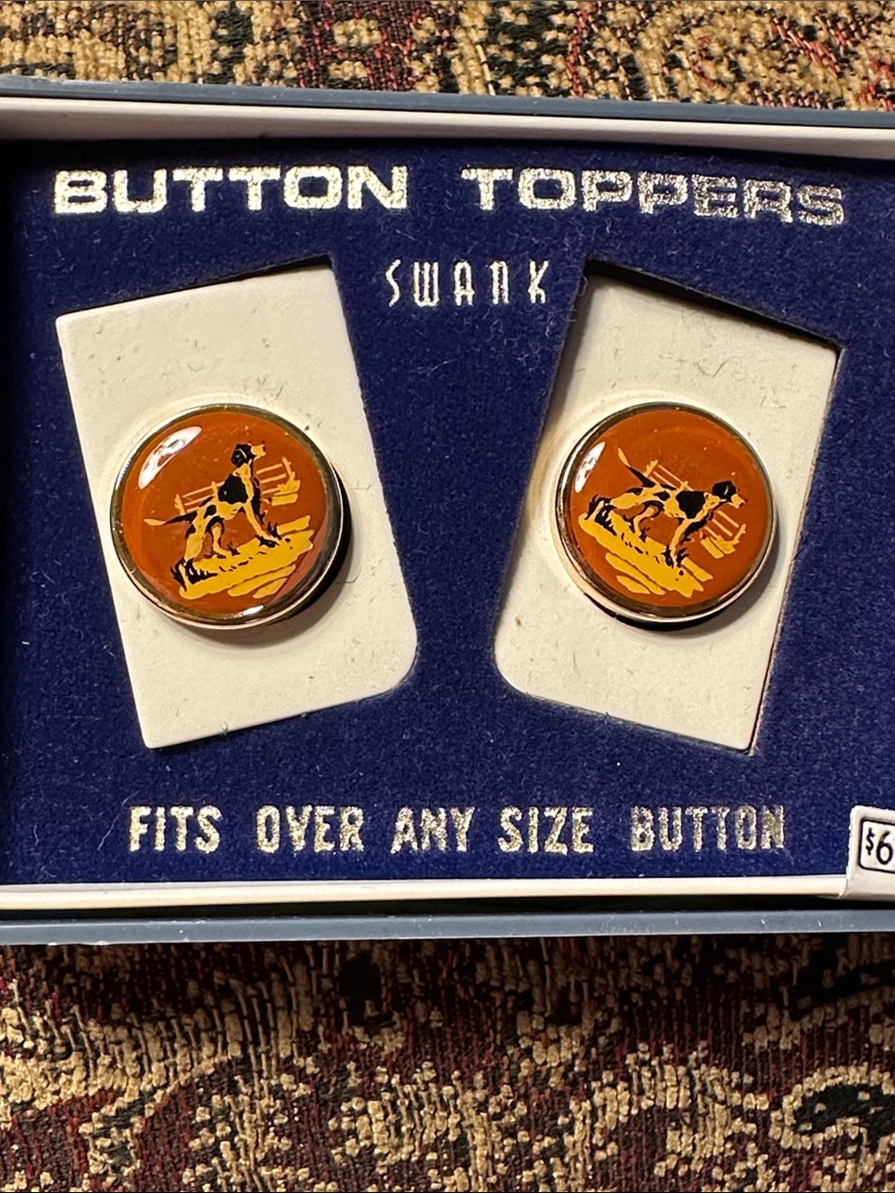 SWANK Rust and Black Hunting Dog Button Toppers